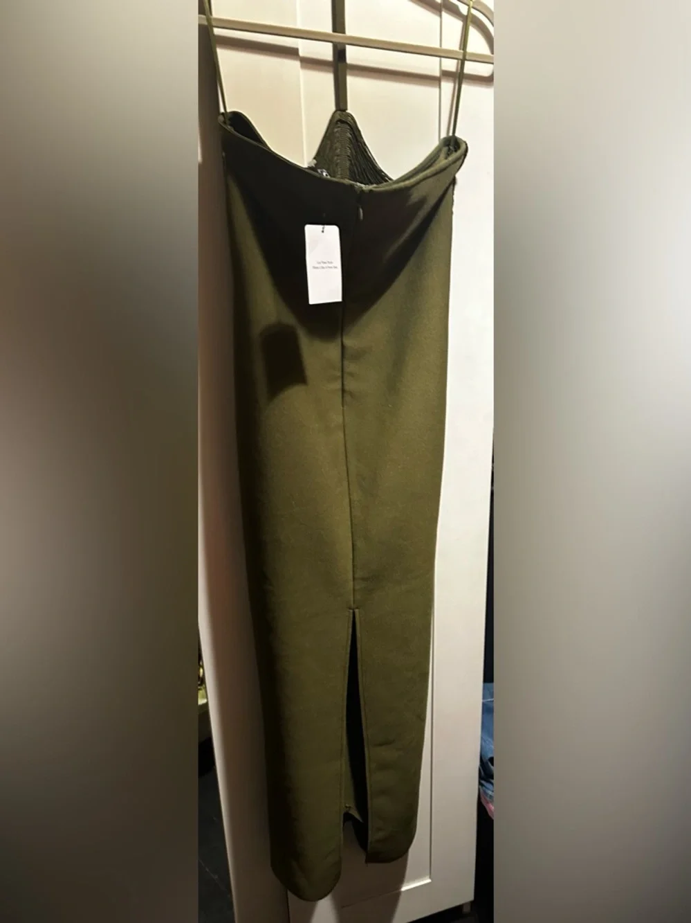 NWT Olive Green Fringe Halter Maxi Dress $200 MSRP